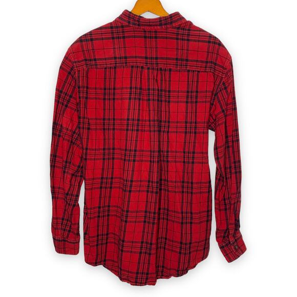 Vintage 90s St. John's Bay men's red plaid flannel button down shirt Large Tall - Picture 2 of 6